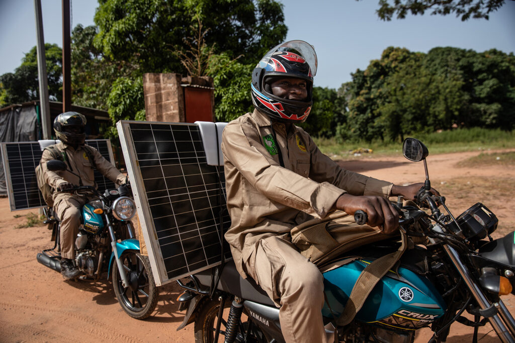 service mechanic on motorbike on the way to a customer